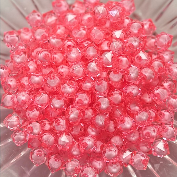 100 8mm Pink Crystal Cut Square Acrylic Beads Jewelry Making DIY Crafting Lot - Picture 4 of 16